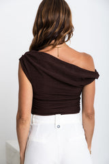 Sasha Off The Shoulder Top - Chocolate - The Self Styler