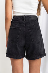 Reuben High-Rise Denim Shorts - Black - The Self Styler - The Self Styler