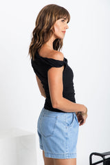 Sasha Off The Shoulder Top - Black - The Self Styler