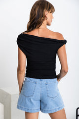 Sasha Off The Shoulder Top - Black - The Self Styler