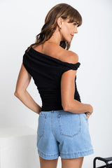 Sasha Off The Shoulder Top - Black - The Self Styler