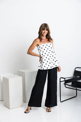 Eadie Polka Dot Top - White and Black - The Self Styler