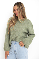 Elsie Knit Jumper - Sage Green - The Self Styler