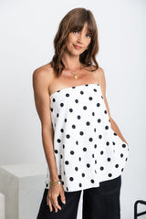 Eadie Polka Dot Top - White and Black - The Self Styler