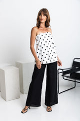 Eadie Polka Dot Top - White and Black - The Self Styler