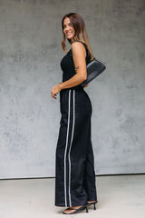 Luna Wide-Leg Stripe Pants - Black - The Self Styler