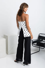 Eadie Polka Dot Top - White and Black - The Self Styler