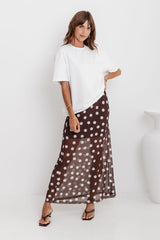 Evie Polka Dot Maxi Skirt - Chocolate and White - The Self Styler