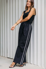 Luna Wide-Leg Stripe Pants - Black - The Self Styler