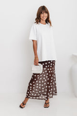 Evie Polka Dot Maxi Skirt - Chocolate and White - The Self Styler