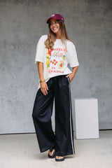 Luna Wide-Leg Stripe Pants - Black - The Self Styler