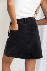 Heidi Denim Mini Skirt - Black - The Self Styler - The Self Styler