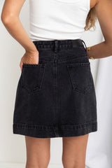 Heidi Denim Mini Skirt - Black - The Self Styler - The Self Styler