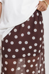 Evie Polka Dot Maxi Skirt - Chocolate and White - The Self Styler