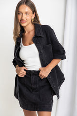 Heidi Denim Mini Skirt - Black - The Self Styler - The Self Styler