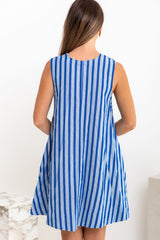 Nixie Swing Dress - Blue Stripe - The Self Styler