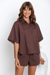 Cameron Cotton Shirt - Choc - The Self Styler
