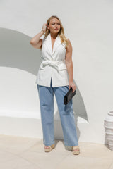 Hallie Longline Vest Top - White - The Self Styler