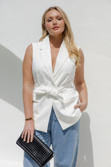 Hallie Longline Vest Top - White - The Self Styler