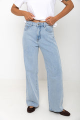 Dakota Straight-Leg Denim Jeans - Light Blue Wash - The Self Styler - The Self Styler