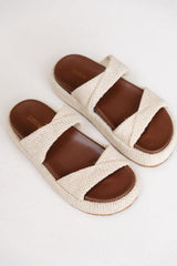 Apollo Platform Sandals - Chalk White Weave - The Self Styler