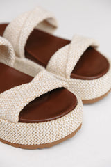 Apollo Platform Sandals - Chalk White Weave - The Self Styler