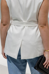 Hallie Longline Vest Top - White - The Self Styler