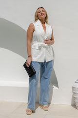 Hallie Longline Vest Top - White - The Self Styler