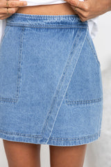 Sienna Denim Mini Skirt - Light Wash - The Self Styler