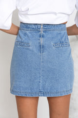 Sienna Denim Mini Skirt - Light Wash - The Self Styler