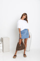 Sienna Denim Mini Skirt - Light Wash - The Self Styler