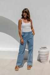 Nixon Wide-Leg Denim Pants - Light Wash - The Self Styler