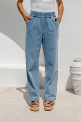 Nixon Wide-Leg Denim Pants - Light Wash - The Self Styler
