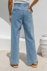 Nixon Wide-Leg Denim Pants - Light Wash - The Self Styler