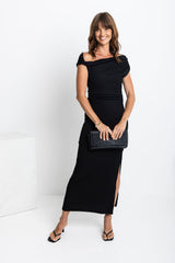 Myla Off The Shoulder Dress - Black - The Self Styler