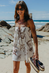 Coco Mini Dress - Choc Floral Print - The Self Styler