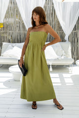 Ava Strapless Maxi Dress - Matcha Green - The Self Styler