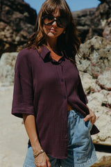Theia Cotton Shirt - Choc Berry - The Self Styler