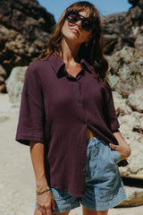 Theia Cotton Shirt - Choc Berry - The Self Styler