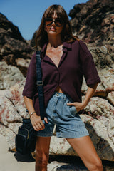 Theia Cotton Shirt - Choc Berry - The Self Styler