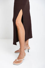 Myla Off The Shoulder Dress - Chocolate - The Self Styler