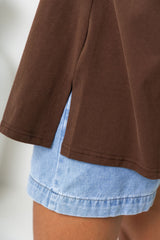 Arden Off-The-Shoulder Tee - Chocolate - The Self Styler