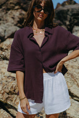 Theia Cotton Shirt - Choc Berry - The Self Styler