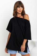 Arden Off-The-Shoulder Tee - Black - The Self Styler