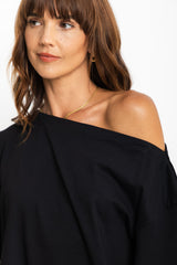 Arden Off-The-Shoulder Tee - Black - The Self Styler