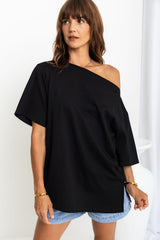 Arden Off-The-Shoulder Tee - Black - The Self Styler