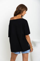 Arden Off-The-Shoulder Tee - Black - The Self Styler