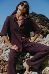 Theia Cotton Shirt - Choc Berry - The Self Styler