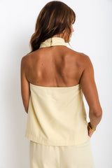 Alli Halter Top - Pale Yellow - The Self Styler