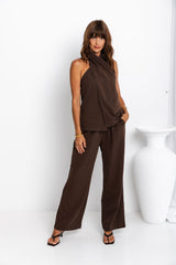Ariah Straight-Leg Pants - Chocolate - The Self Styler